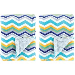 imageHudson Baby Unisex Baby Plush Mink and Sherpa Blanket Floral One SizeBlue