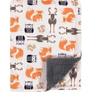 imageHudson Baby Unisex Baby Plush Mink and Sherpa Blanket Floral One SizeBoy Forest