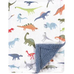 imageHudson Baby Unisex Baby Plush Mink and Sherpa Blanket Floral One SizeDinosaurs