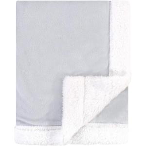 imageHudson Baby Unisex Baby Plush Mink and Sherpa Blanket Floral One SizeGray White