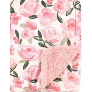 imageHudson Baby Unisex Baby Plush Mink and Sherpa Blanket Floral One SizeGreen Floral