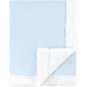 imageHudson Baby Unisex Baby Plush Mink and Sherpa Blanket Floral One SizeLight Blue White