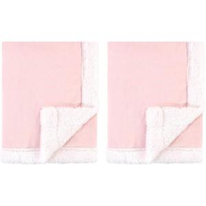 imageHudson Baby Unisex Baby Plush Mink and Sherpa Blanket Floral One SizeLight Pink White