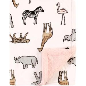 imageHudson Baby Unisex Baby Plush Mink and Sherpa Blanket Floral One SizeModern Pink Safari