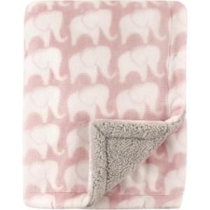 imageHudson Baby Unisex Baby Plush Mink and Sherpa Blanket Floral One SizePink Elephant