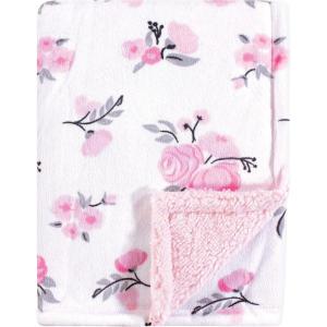 imageHudson Baby Unisex Baby Plush Mink and Sherpa Blanket Floral One SizePink Floral