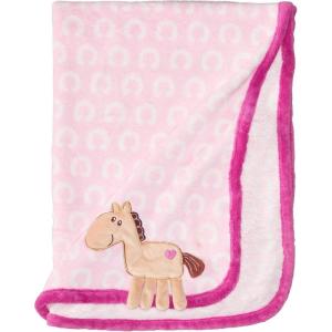 imageHudson Baby Unisex Baby Plush Mink and Sherpa Blanket Floral One SizePink Horse