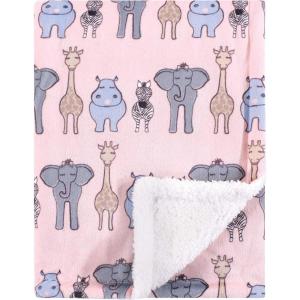 imageHudson Baby Unisex Baby Plush Mink and Sherpa Blanket Floral One SizePink Safari