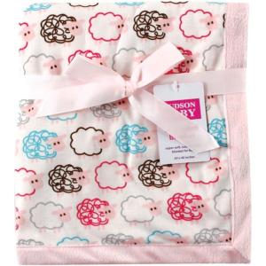 imageHudson Baby Unisex Baby Plush Mink and Sherpa Blanket Floral One SizePink Sheep
