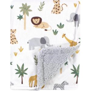 imageHudson Baby Unisex Baby Plush Mink and Sherpa Blanket Floral One SizeSafari