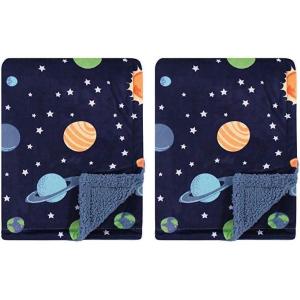 imageHudson Baby Unisex Baby Plush Mink and Sherpa Blanket Floral One SizeSolar System