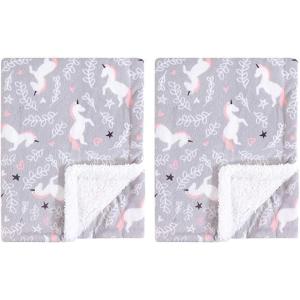 imageHudson Baby Unisex Baby Plush Mink and Sherpa Blanket Floral One SizeWhimsical Unicorn