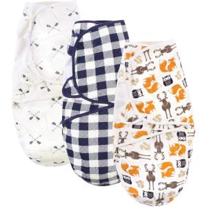 imageHudson Baby Unisex Baby Quilted Cotton Swaddle Wrap 3pk Football 03 MonthsBoy Forest