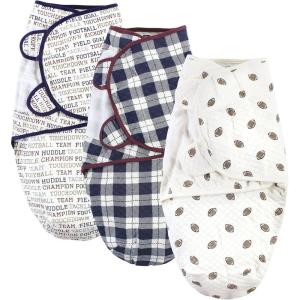 imageHudson Baby Unisex Baby Quilted Cotton Swaddle Wrap 3pk Football 03 MonthsFootball