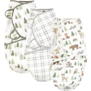 imageHudson Baby Unisex Baby Quilted Cotton Swaddle Wrap 3pk Football 03 MonthsForest Animals