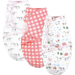 imageHudson Baby Unisex Baby Quilted Cotton Swaddle Wrap 3pk Football 03 MonthsGirl Farm Animals
