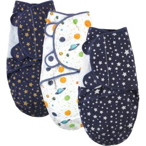 imageHudson Baby Unisex Baby Quilted Cotton Swaddle Wrap 3pk Football 03 MonthsMetallic Stars