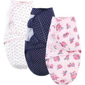 imageHudson Baby Unisex Baby Quilted Cotton Swaddle Wrap 3pk Football 03 MonthsPink Navy Floral