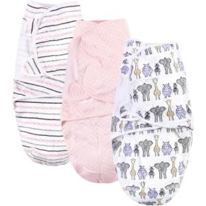 imageHudson Baby Unisex Baby Quilted Cotton Swaddle Wrap 3pk Football 03 MonthsPink Safari