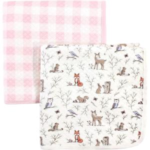 imageHudson Baby Unisex Baby Quilted MultiPurpose Swaddle Receiving Stroller Blanket Moose 1Pack One SizeEnchanted Forest 2pack