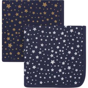 imageHudson Baby Unisex Baby Quilted MultiPurpose Swaddle Receiving Stroller Blanket Moose 1Pack One SizeMetallic Stars 2pack