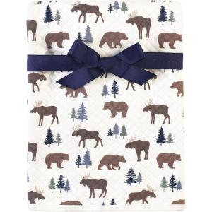 imageHudson Baby Unisex Baby Quilted MultiPurpose Swaddle Receiving Stroller Blanket Moose 1Pack One SizeMoose Bear 1pack