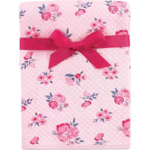 imageHudson Baby Unisex Baby Quilted MultiPurpose Swaddle Receiving Stroller Blanket Moose 1Pack One SizePink Navy Floral 1pack