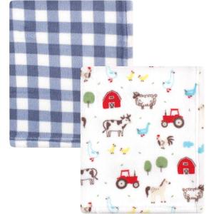 imageHudson Baby Unisex Baby Silky Plush and Coral Fleece Blanket Christmas Tree Truck 30x36 inchesBoy Farm Animals