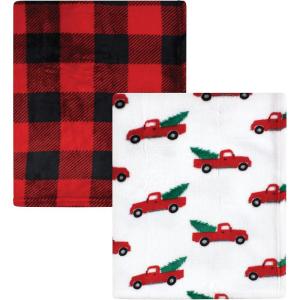 imageHudson Baby Unisex Baby Silky Plush and Coral Fleece Blanket Christmas Tree Truck 30x36 inchesChristmas Tree Truck