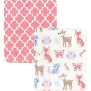 imageHudson Baby Unisex Baby Silky Plush and Coral Fleece Blanket Christmas Tree Truck 30x36 inchesGirl Woodland