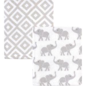 imageHudson Baby Unisex Baby Silky Plush and Coral Fleece Blanket Christmas Tree Truck 30x36 inchesGray Elephants