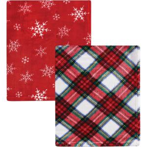 imageHudson Baby Unisex Baby Silky Plush and Coral Fleece Blanket Christmas Tree Truck 30x36 inchesWhite Tartan