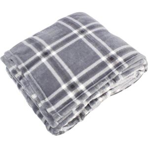 imageHudson Home Collection Men and Women Silky Plush Blanket Gray Charcoal Plaid Fleece 90X90 In Full QueenGray Charcoal Plaid Fleece