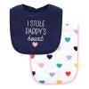 imageHudson Baby Unisex Baby Cotton Terry Bib and Burp Cloth Set Dinner Date One SizeBold Mom Dad