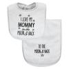 imageHudson Baby Unisex Baby Cotton Terry Bib and Burp Cloth Set Dinner Date One SizeMom Dad Moon and Back