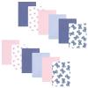 imageHudson Baby Unisex Baby Cotton Flannel Burp Cloths 12Pack Bundle Beautiful Butterfly One SizePink