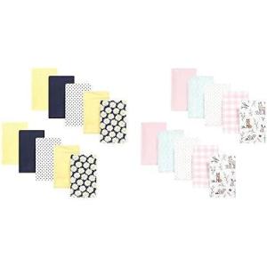 imageHudson Baby Boy Cotton Flannel Burp Cloth 20Pack Blue Royal Safari Forest AnimalsDaisy Pink Enchanted Forest