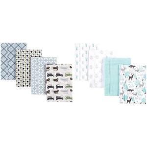 imageHudson Baby Boy Cotton Flannel Burp Cloth 8Pack Airplane BeeBlue Cars Linocut Woodland Neutral
