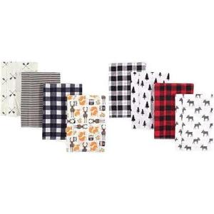 imageHudson Baby Boy Cotton Flannel Burp Cloth 8Pack Airplane BeeForest Moose