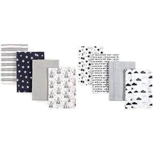 imageHudson Baby Boy Cotton Flannel Burp Cloth 8Pack Airplane BeeRocket Ship Moon and Back