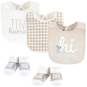 imageHudson Baby Cotton Bib and Sock Set New Here One SizeNew Here