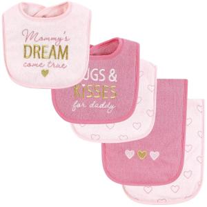 imageHudson Baby Unisex Baby Cotton Terry Bib and Burp Cloth Set Dinner Date One SizeMom Dad Dream