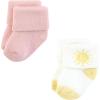 imageHudson Baby Baby Infant Girl Cotton Rich Newborn and Terry Socks Pastel Sun and Rainbow 06 Months Pink