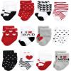 imageHudson Baby Unisex Cotton Rich Baby Terry Socks 24PackMom and Dad Girl Red Black