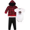 imageHudson Baby babygirls Premium Quilted Hoodie Bodysuit and PantBaby Bear