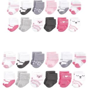 imageHudson Baby Baby Grow with Me Cotton Terry SocksBear Girl 24pack