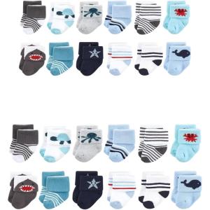 imageHudson Baby Baby Grow with Me Cotton Terry SocksSea Creatures 24pack