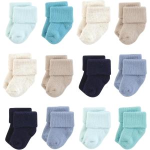 imageHudson Baby Baby Infant Boy Cotton Rich Newborn and Terry Socks Blue Teal Neutral 612 Months