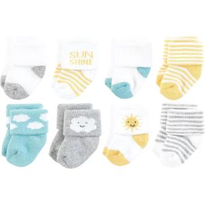 imageHudson Baby Baby Infant Boy Cotton Rich Newborn and Terry Socks Sunshine and Clouds 612 Months Yellow