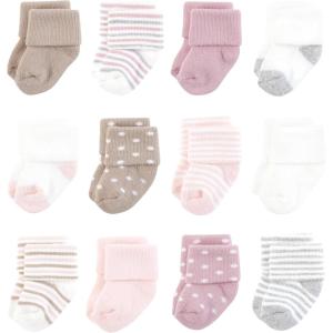 imageHudson Baby Baby Infant Girl Cotton Rich Newborn and Terry Socks Soft Pink Dot Stripe 612 Months